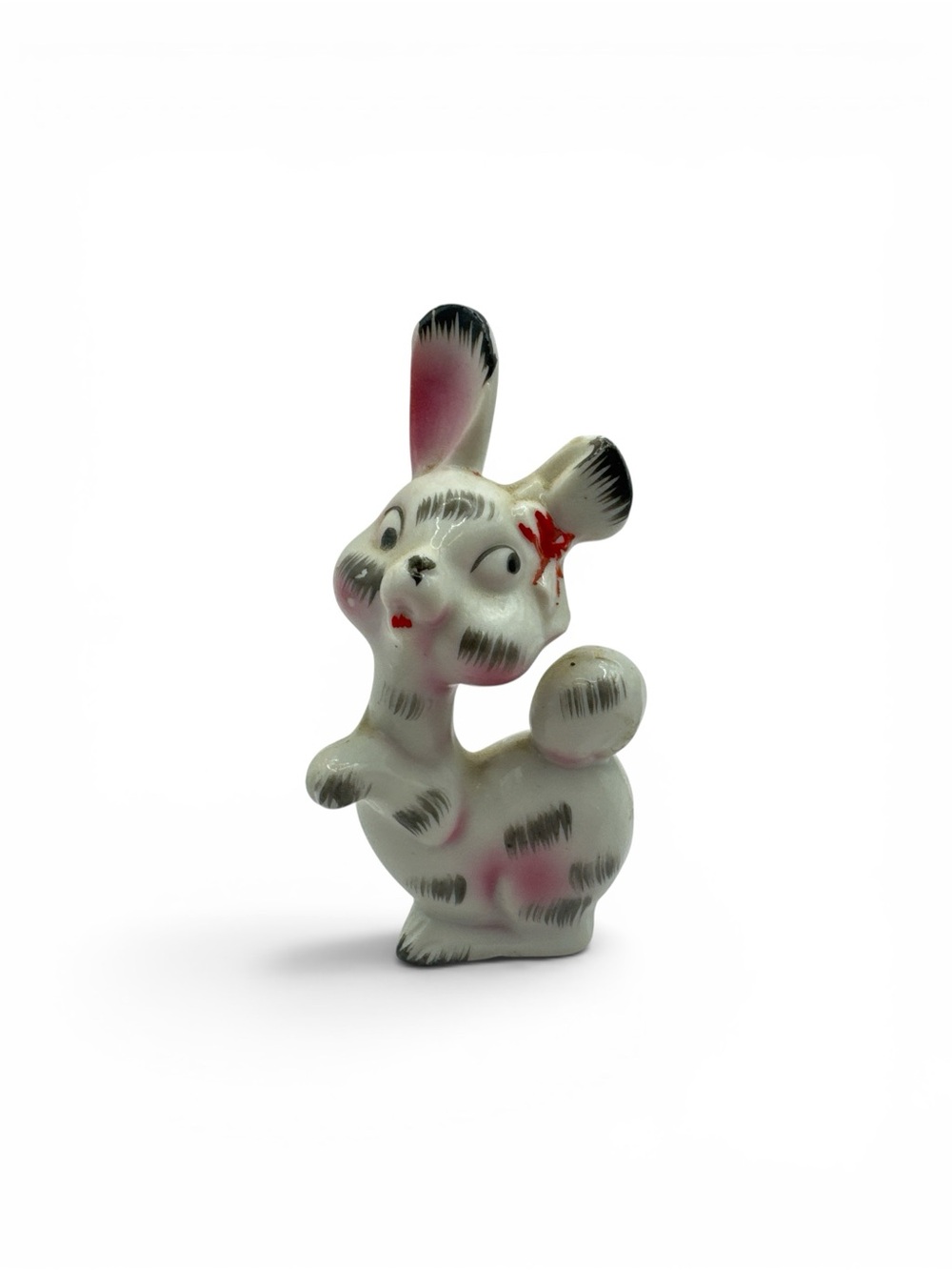 Vintage 1950s Anthropomorphic Japanese Porcelain Kitsch Bunny Figurine 3.5”